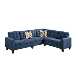 English Elm 4 Piece Polyfiber Modular Sectional Sofa Navy – Plush Contemporary 4-Piece Set with Tufted Stitching, Pillows and Versatile Layout B016S00001