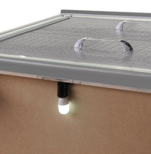 English Elm 1pc Glam Modern Two-Drawer Nightstand with Built-In Touch Night Light, Faux Crystal Pulls, Mirror Trim B01182431