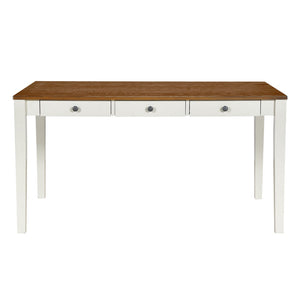 English Elm Topmax Mid-century Six Piece Rubberwood Dining Set with Storage Drawer and Upholstered Seating White N717S000006A