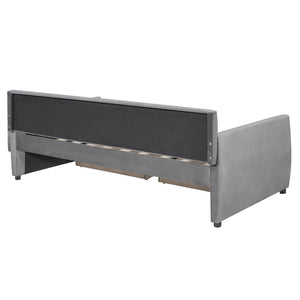 English Elm Twin Velvet Upholstered Daybed with Storage Drawers Wood Slat Base Guest Room Sofa Gray LP000120AAE
