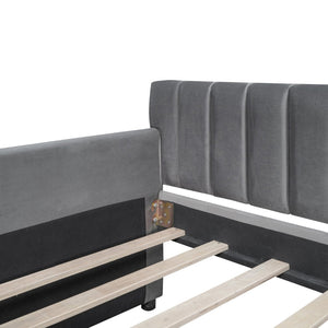 English Elm Twin Velvet Upholstered Daybed with Storage Drawers Wood Slat Base Guest Room Sofa Gray LP000120AAE