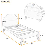 Hearth and Haven Wooden Cute Platform Bed with Curved Headboard, Twin Size Bed with Shelf Behind Headboard, White WF295686AAK