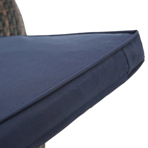 English Elm Hot KD Rattan Round Lounge Canopy Bed - All-Weather Wicker Daybed with Retractable Shade, Deep Seating Comfort and Removable Cushions Navy Blue W640S00034