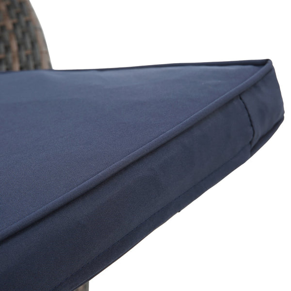 English Elm Hot KD Rattan Round Lounge Canopy Bed - All-Weather Wicker Daybed with Retractable Shade, Deep Seating Comfort and Removable Cushions Navy Blue W640S00034