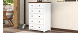 English Elm Rustic Wooden Chest With 6 Drawers,Storage Cabinet For Bedroom,White+Walnut