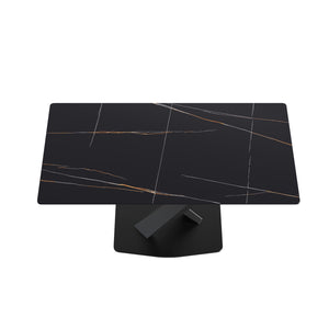 English Elm 63" Modern Sintered Stone Dining Table with Durable X-Leg Iron Base, Seats 6, 400 lb Capacity Black W1535S00532