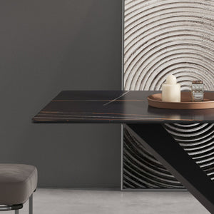 English Elm 63" Modern Sintered Stone Dining Table with Durable X-Leg Iron Base, Seats 6, 400 lb Capacity Black W1535S00532