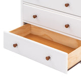 English Elm Rustic Wooden Chest With 6 Drawers,Storage Cabinet For Bedroom,White+Walnut