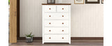 English Elm Rustic Wooden Chest With 6 Drawers,Storage Cabinet For Bedroom,White+Walnut