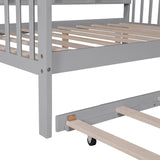 English Elm Wooden Full Size House Bed With Trundle,Kids Bed With Shelf, Gray