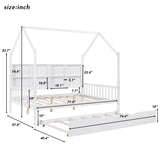 Hearth and Haven Wooden Full Size House Bed with Trundle, Kids Bed with Shelf WF297070AAK