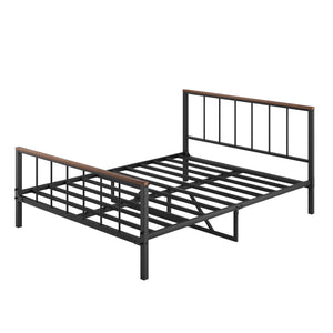 English Elm Metal Platform Bed Frame With Headboard, Footboard & Sturdy Design - No Box Spring Needed, Queen Size W57868844