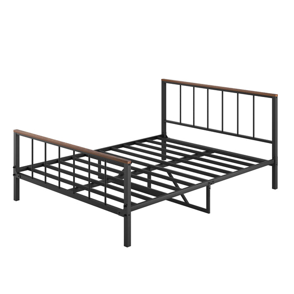 English Elm Metal Platform Bed Frame With Headboard, Footboard & Sturdy Design - No Box Spring Needed, Queen Size W57868844