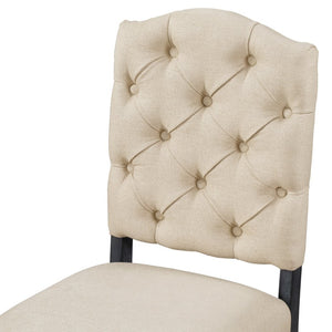 English Elm Trexm Retro Button Tufted Upholstered Dining Chair Set of Four with Rubberwood Legs Espresso WF298830AAP