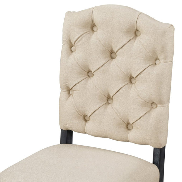 English Elm Trexm Retro Button Tufted Upholstered Dining Chair Set of Four with Rubberwood Legs Espresso WF298830AAP