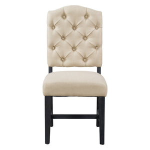 English Elm Trexm Retro Button Tufted Upholstered Dining Chair Set of Four with Rubberwood Legs Espresso WF298830AAP