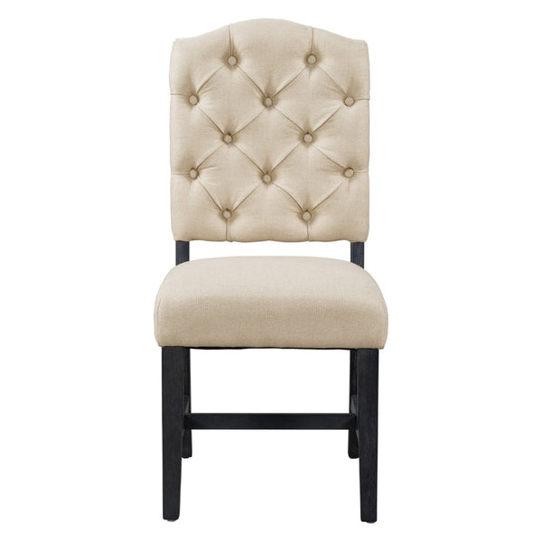 English Elm Trexm Retro Button Tufted Upholstered Dining Chair Set of Four with Rubberwood Legs Espresso WF298830AAP
