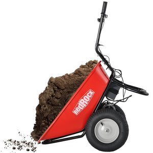 English Elm Redrock Electric Powered Utility Wheelbarrow 24v Brushless Motor 330lb Barrel Hauler ET295652RED