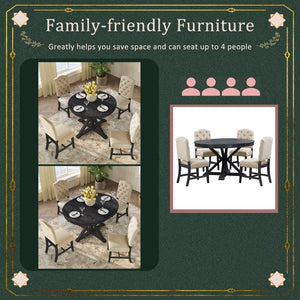 English Elm Trexm Retro Button Tufted Upholstered Dining Chair Set of Four with Rubberwood Legs Espresso WF298830AAP