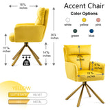 Hearth and Haven Yellow Velvet Contemporary High-Back Upholstered Swivel Accent Chair W116470753