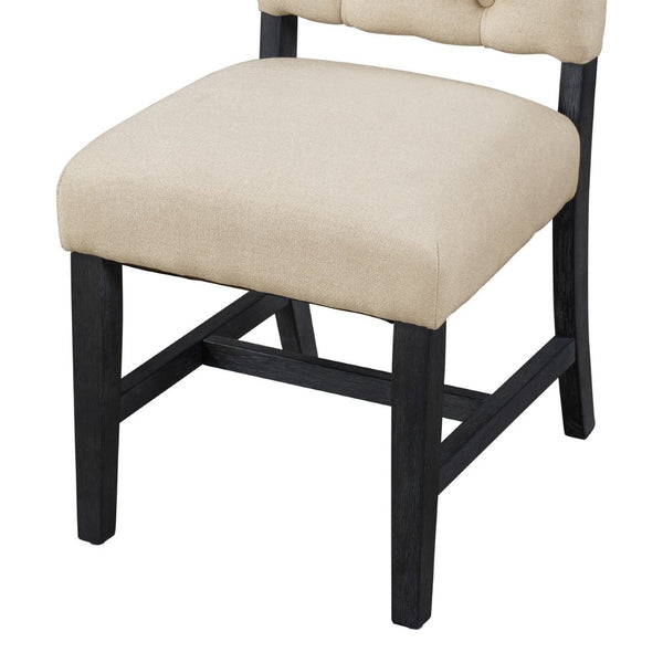 English Elm Trexm Retro Button Tufted Upholstered Dining Chair Set of Four with Rubberwood Legs Espresso WF298830AAP