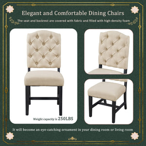 English Elm Trexm Retro Button Tufted Upholstered Dining Chair Set of Four with Rubberwood Legs Espresso WF298830AAP