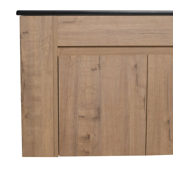English Elm 30 Inch Bathroom Vanity - Modern Black Ceramic Basin With Adjustable Open Shelf For Small Spaces W999S00004