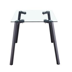 English Elm Modern Minimalist Rectangular Glass Dining Table With Durable Black Metal Legs - Versatile & Stylish W1151S04001