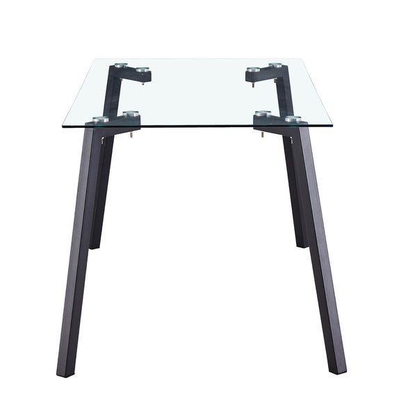 English Elm Modern Minimalist Rectangular Glass Dining Table With Durable Black Metal Legs - Versatile & Stylish W1151S04001