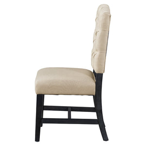 English Elm Trexm Retro Button Tufted Upholstered Dining Chair Set of Four with Rubberwood Legs Espresso WF298830AAP