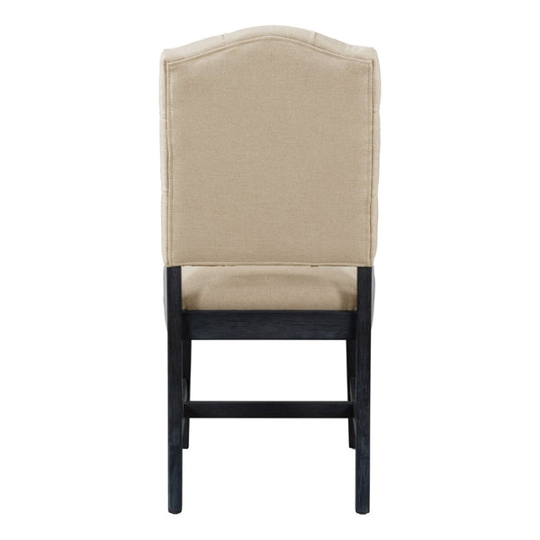 English Elm Trexm Retro Button Tufted Upholstered Dining Chair Set of Four with Rubberwood Legs Espresso WF298830AAP
