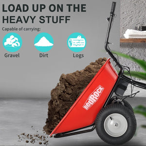 English Elm Redrock Electric Powered Utility Wheelbarrow 24v Brushless Motor 330lb Barrel Hauler ET295652RED