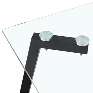 English Elm Modern Minimalist Rectangular Glass Dining Table With Durable Black Metal Legs - Versatile & Stylish W1151S04001