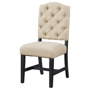 English Elm Trexm Retro Button Tufted Upholstered Dining Chair Set of Four with Rubberwood Legs Espresso WF298830AAP