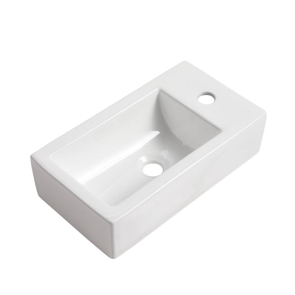 English Elm 18 Inch Floating Small Bathroom Vanity with Ceramic Basin, Eco-Friendly Plywood, Water-Resistant Storage W99966398