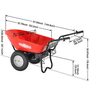 English Elm Redrock Electric Powered Utility Wheelbarrow 24v Brushless Motor 330lb Barrel Hauler ET295652RED