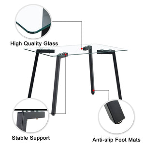 English Elm Modern Minimalist Rectangular Glass Dining Table With Durable Black Metal Legs - Versatile & Stylish W1151S04001