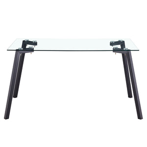 English Elm Modern Minimalist Rectangular Glass Dining Table With Durable Black Metal Legs - Versatile & Stylish W1151S04001