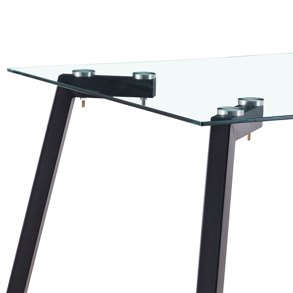 English Elm Modern Minimalist Rectangular Glass Dining Table With Durable Black Metal Legs - Versatile & Stylish W1151S04001