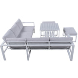 English Elm [Not Allowed To Sell To Wayfair] Industrial Style Outdoor Sofa Combination Set With 2 Love Sofa,1 Single Sofa,1 Table,2 Bench