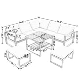 English Elm [Not Allowed To Sell To Wayfair] Industrial Style Outdoor Sofa Combination Set With 2 Love Sofa,1 Single Sofa,1 Table,2 Bench