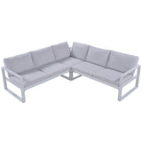 English Elm [Not Allowed To Sell To Wayfair] Industrial Style Outdoor Sofa Combination Set With 2 Love Sofa,1 Single Sofa,1 Table,2 Bench