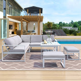 Outdoor Steel Frame Sofa Set with 2 Loveseats - Stylish, Durable, Easy to Clean - Perfect for Multi-Member Families