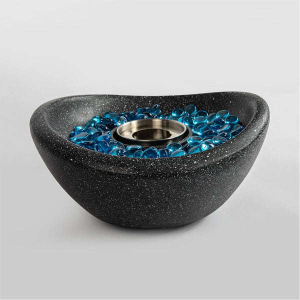 English Elm Tabletop Ethanol Fire Pit - Portable Concrete Mini Fireplace For Indoor & Outdoor Use, Smokeless Flame W85368397-GIGA