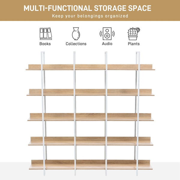English Elm [video] Five Tier Industrial Open Bookshelf Steel Frame Mdf Shelves Home Office Storage White+Oak N725P387978C