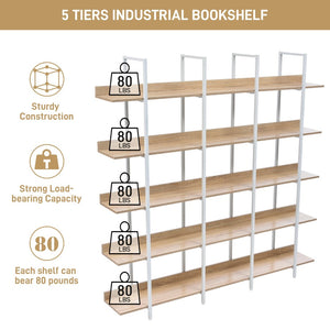 English Elm [video] Five Tier Industrial Open Bookshelf Steel Frame Mdf Shelves Home Office Storage White+Oak N725P387978C