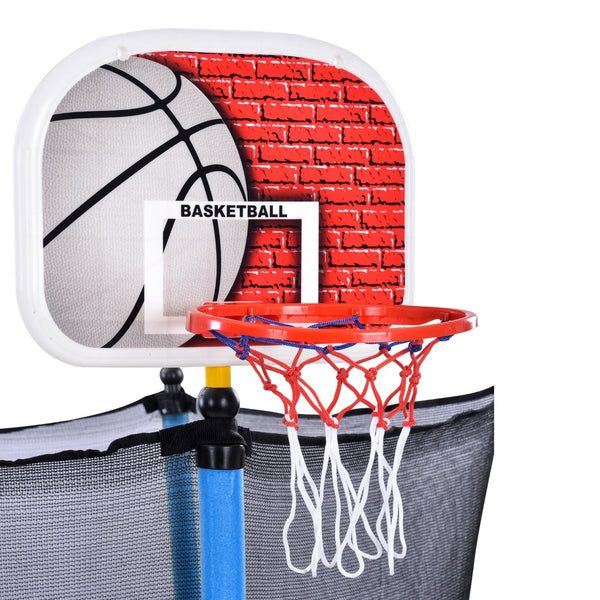 English Elm 5.5ft Kids Trampoline Steel Frame Enclosure Net Basketball Hoop Safe Bouncer Blue MS309258AAC
