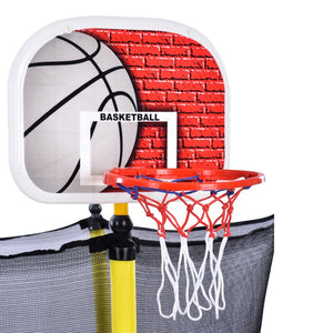 English Elm 5.5ft Kids Trampoline Steel Frame Enclosure Net Basketball Hoop Safe Bouncer Yellow MS309258AAL