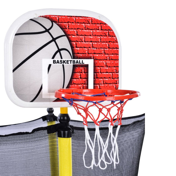 English Elm 5.5ft Kids Trampoline Steel Frame Enclosure Net Basketball Hoop Safe Bouncer Yellow MS309258AAL