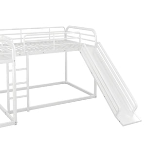 English Elm Full L-Shaped Bunk Bed with Slide and Short Ladder, Metal Frame Durability, Slat Kit Included White GX000621AAK